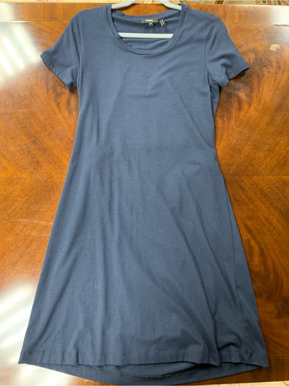 Theory Navy Short-Sleeve A-Line Dress